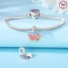 Beads Copper Charms Original Pink Butterfly Insect Pendant Beads Fit Bracelet Jewelry Diy Women Fine Gift Accessory