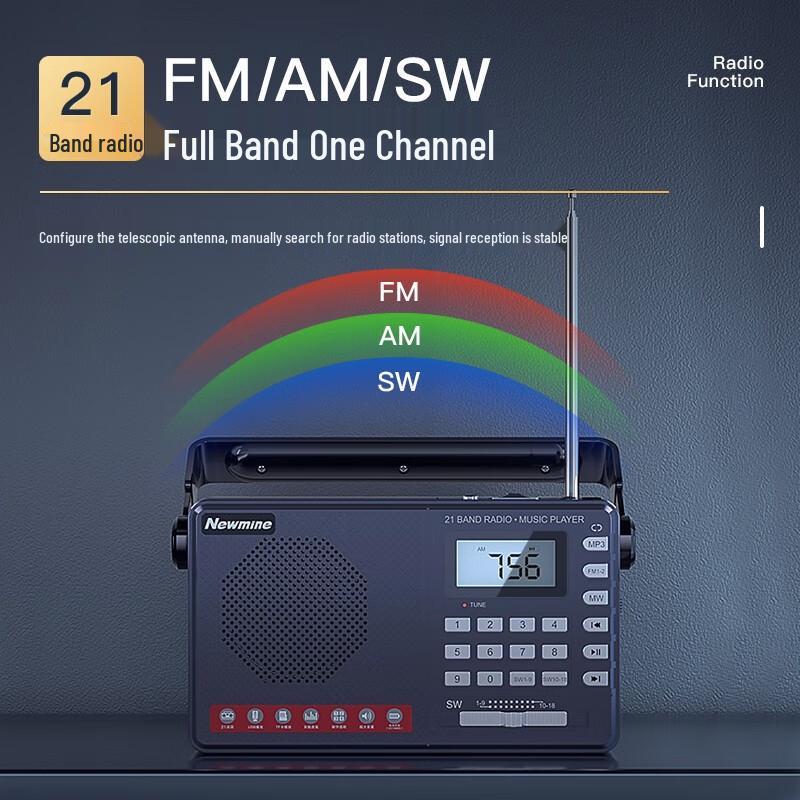 Newmine MX30 Multi-band FM/AM/SW Portable Radio with LED Flashlight