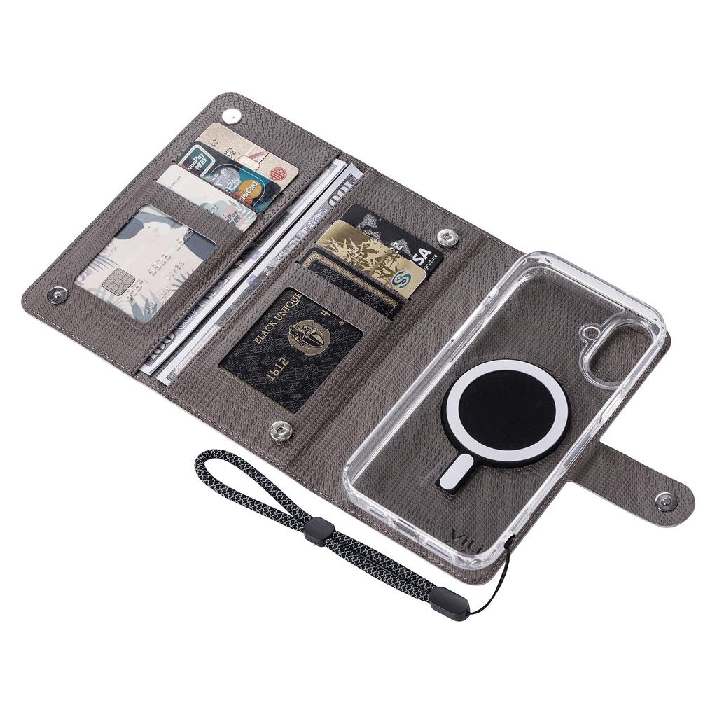 VILI GHA-C Series For iPhone 16 Magnetic Case RFID Blocking Detachable 2 in 1 Leather Phone Cover