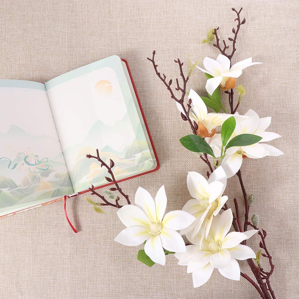 Real Touch Artificial Magnolia Branches Floral Art Fake Flower Living Room Desktop
