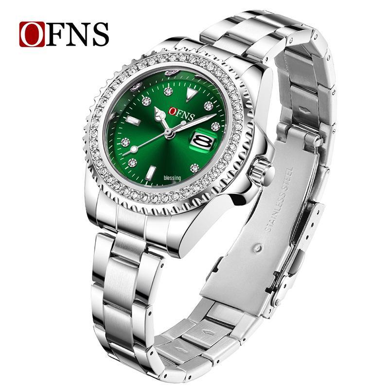 OFNS Women's Casual Luxury Quartz Watch with Calendar and Diamond Accents