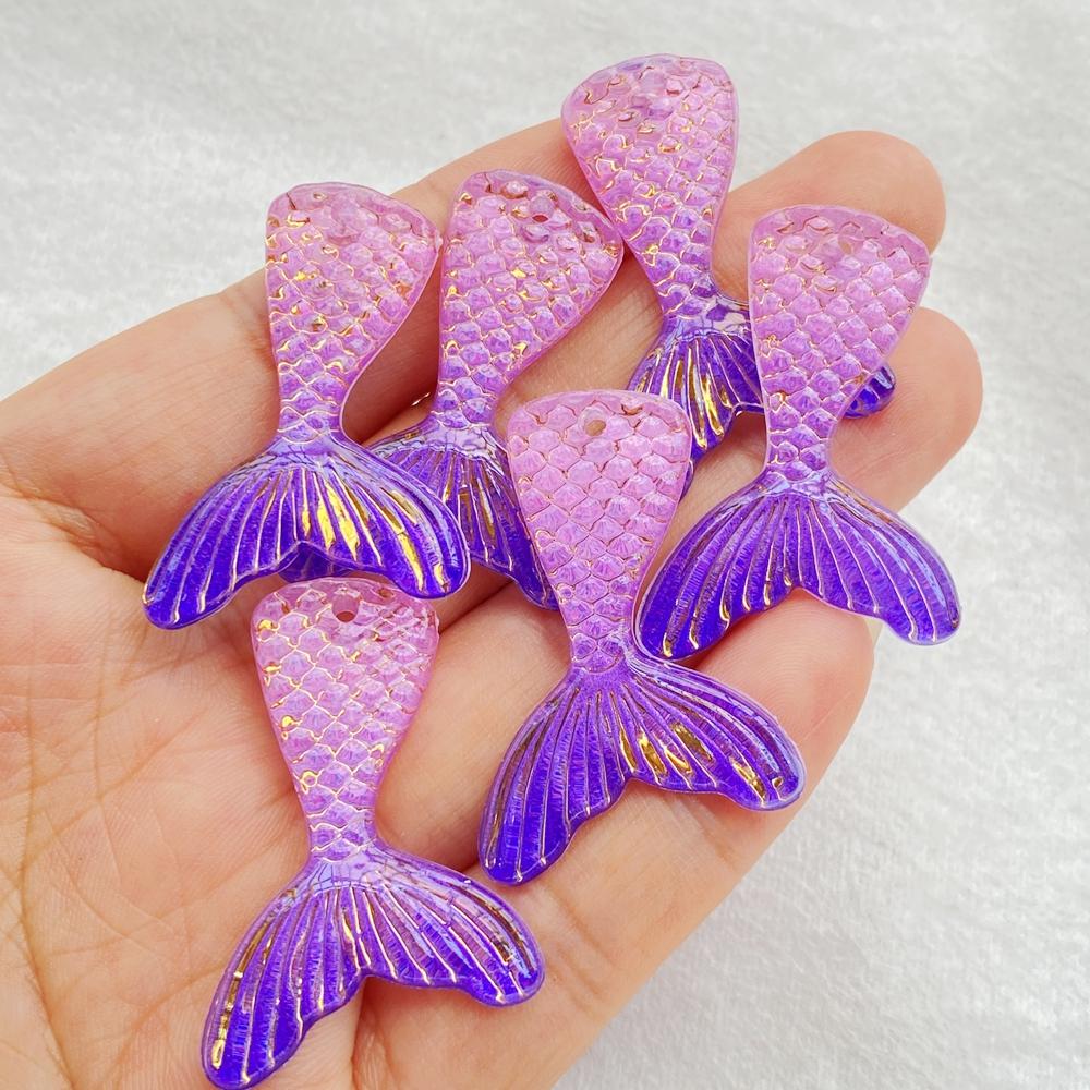 10 Stück Gemischte Glänzende Farbige Meerjungfrauenflosse Mit einem Loch für Scrapbooking, Hochzeitsdekoration & DIY Schmuckherstellung Zubehör