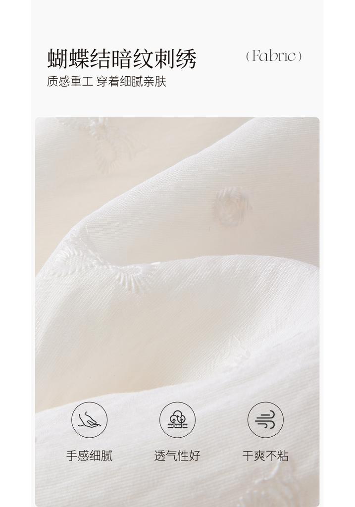French embroidery hollow V-neck short-sleeved shirt