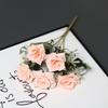 5-Head Artificial Silk Rose Arrangement for Home Decoration