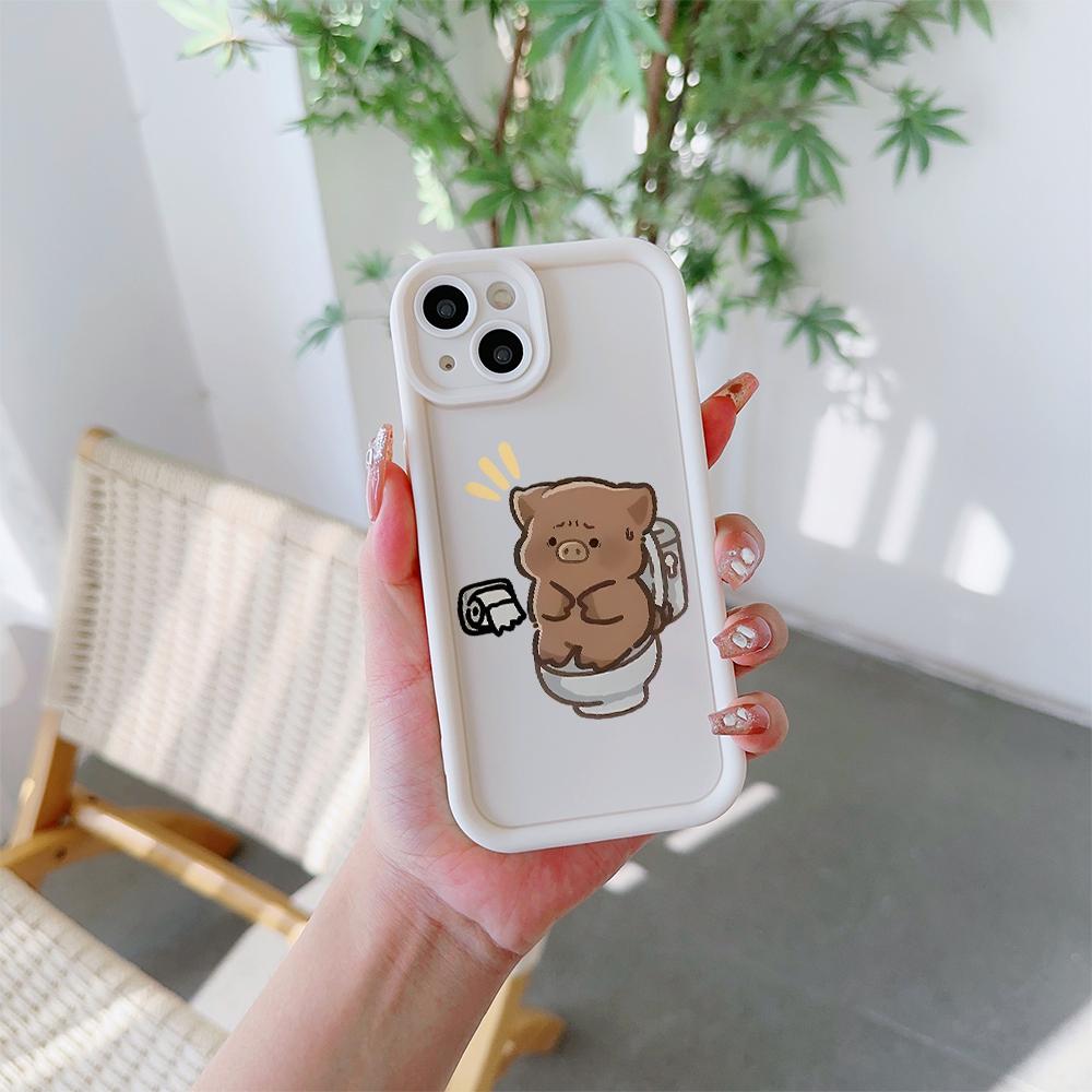 Funny Poop Piggy Pattern Soft TPU Phone Case for iPhone 17 Air 16 15 14 Pro Max Plus 13 12 Mini 8 7 X Xs Back Cover