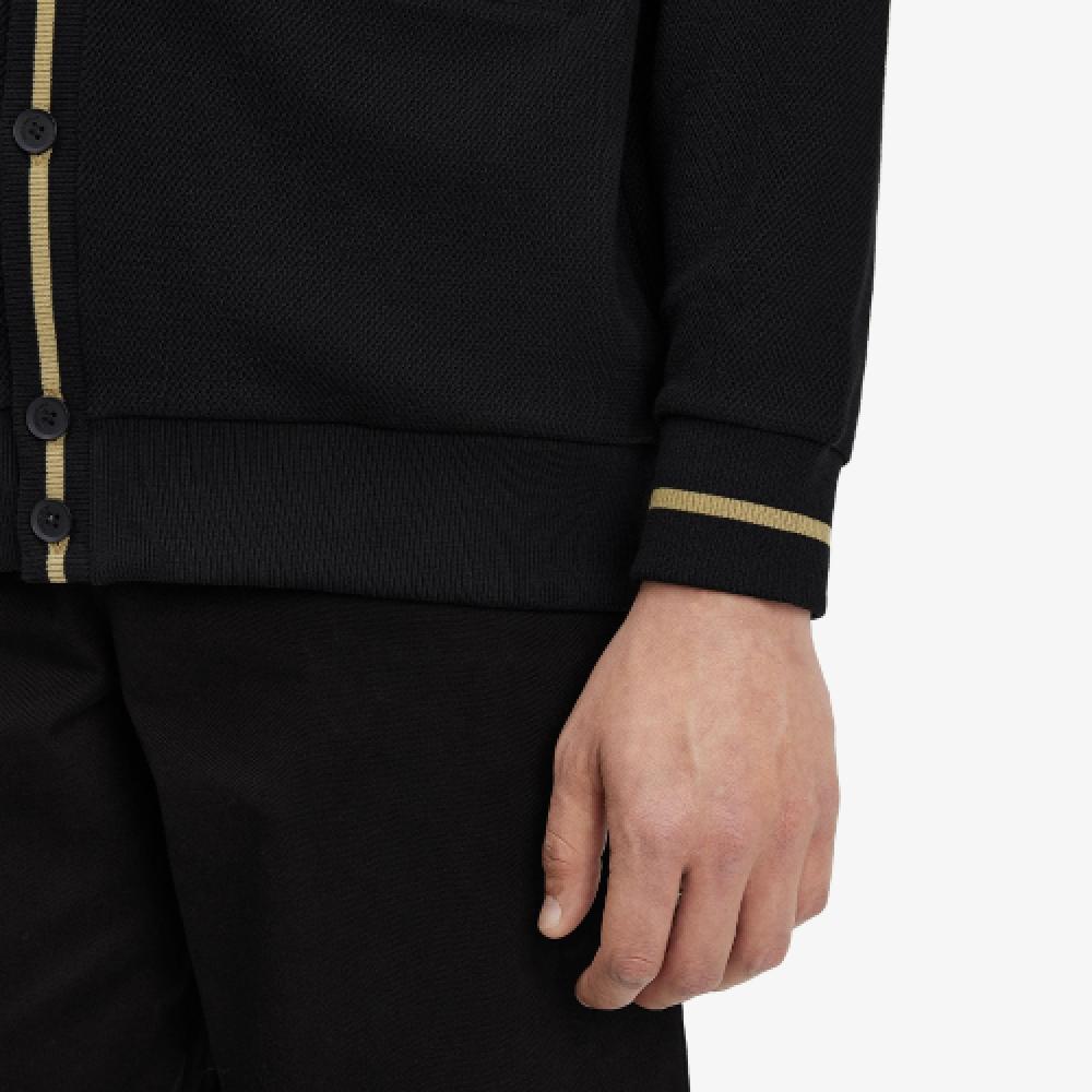 Fred Perry [sharp] Tip Pique Texture Cardigan   Black Warmstone Afpm2412654 U78