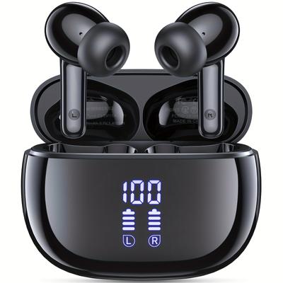 Wireless Headphones, Hi-Fi Stereo, with Noise Reduction Microphone, LED Power Display, Bass Headphones, Suitable for Sports Training