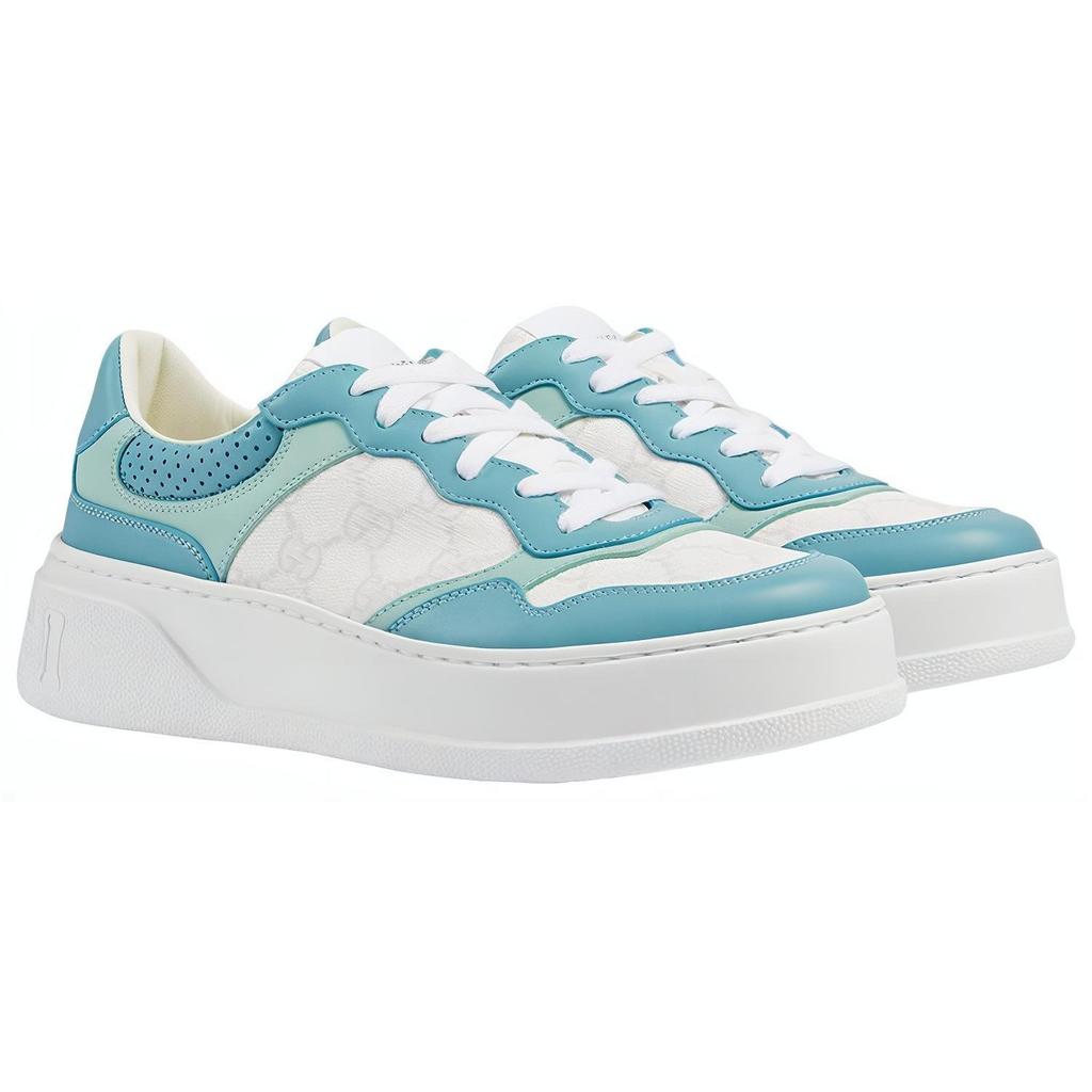 Gucci Chunky B GG Supreme Leather Low Top Stylish Skateboarding Shoes Women's Ecru 705211 UPGB0 4941