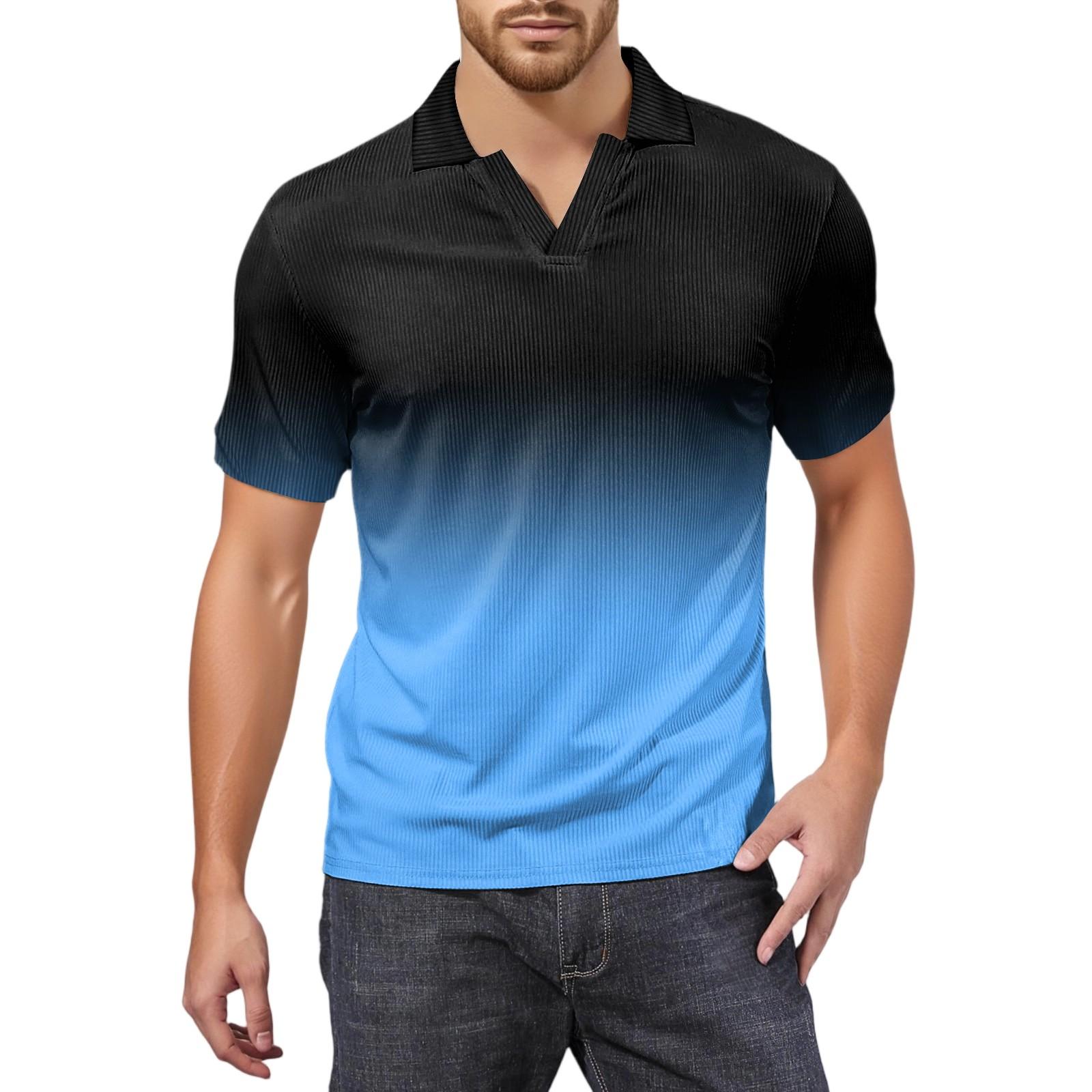 

Мужская модная футболка для гольфа с коротким рукавом и V-образным вырезом XXL синий