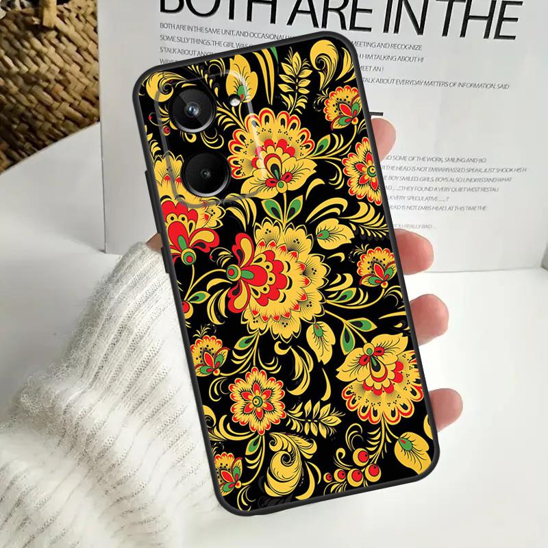 Khokhloma Russian Pattern Flower For Realme GT Neo 5 GT5 9 10 11 12 Pro Plus C30 C31 C33 C35 C25s C21Y C51 C55 C67 C53 Case