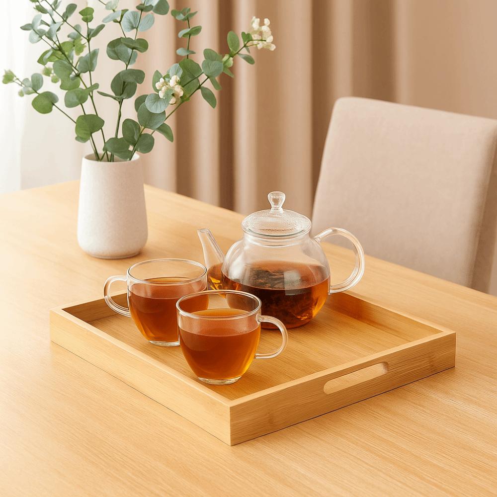 Rectangle Bamboo Tray Stylish Design Food Tray Multi-Purpose Fruit Tray  Kitchen Use