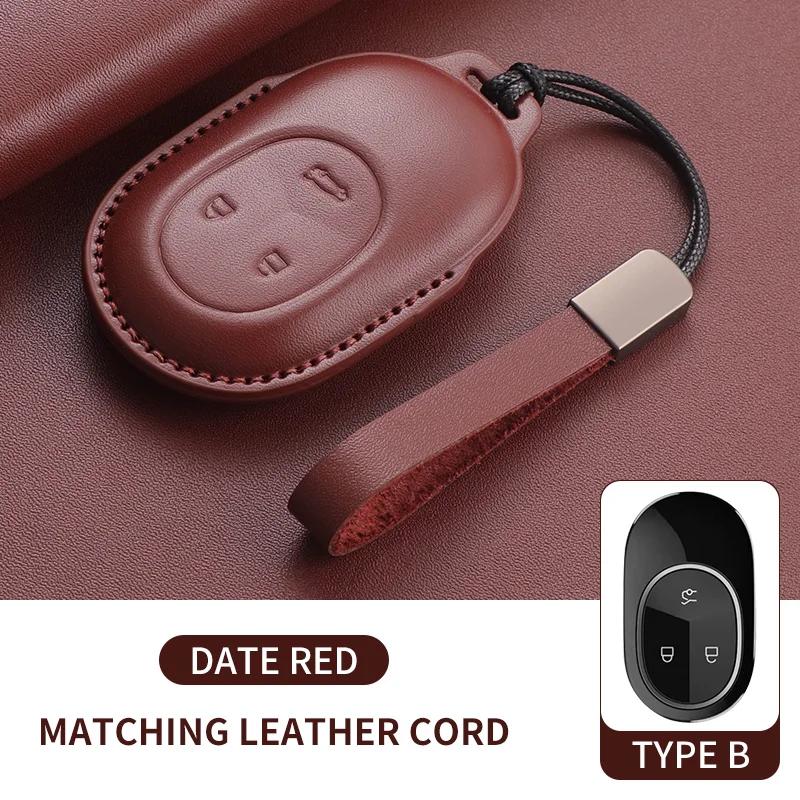 Leather Car Key Case Cover For Wei Lai Nio Es6 Es7 Es8 Et5 Et7 Et9 Ec6 Ec7 Et5T Eve Ep9 - Car Keychain Protection Shell