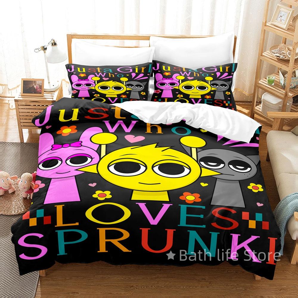 

Comforter Sprunki Bedding Sets 3D Printed Cartoon Incredibox S Single Twin Double Queen King Size Soft Polyester Music Game Comforter (quilt)-EU Single(135*200cm)3pcs