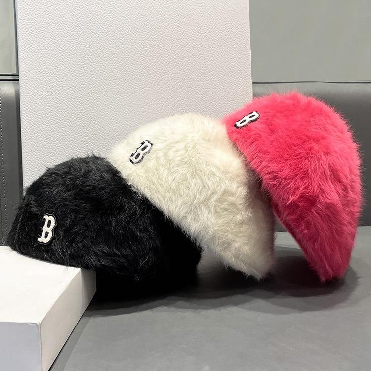 

Letter rabbit plush beret children autumn and winter age reduction face small versatile anti wear forward hat Adult (56-58cm) чорний