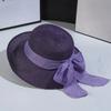 Portable Big Brimmed Woven Cap Hollow Out Bucket Hat Equestrian Hat Bow Fisherman Cap  Spring