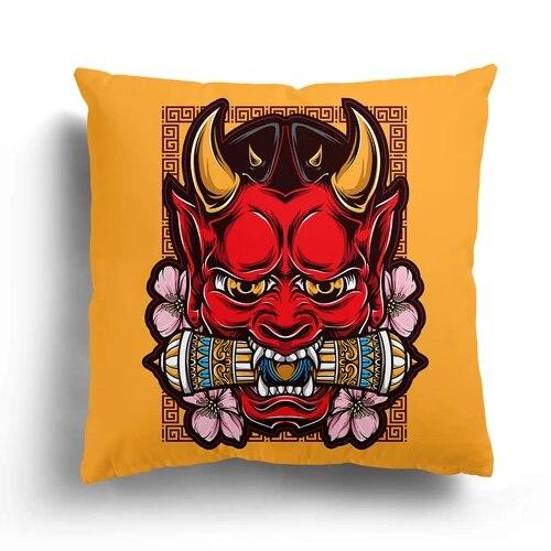 Bedroom Cushion Cover Cartoon Pillowcase Japanese Samurai  Character  Mask Living Room