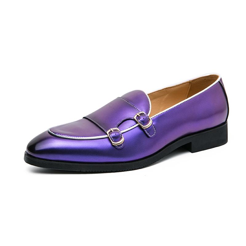 

Fashion Hot Selling Men s Shiny Leather Shoes Europe America Purple Men s Leather Casual Shoes Flat Bottomed Loafers Anti Slip Shoes 38 фіолетовий