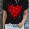 Letnie Codzienne Damskie T-Shirty Czerwone Serce Graficzne Nadruki Krótki Rękaw Wygodne Miękkie Dekolt O Modna Ulica Odzież Damska
