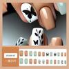 Square Press on Nail French Tip Fake Nail Glues on Nail Leaves Artificial Nail