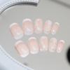 24 pezzi semplici corte T Pure Desire, manicure con fiori bianchi per ragazze, unghie finte indossabili carine e dolci, manicure finita