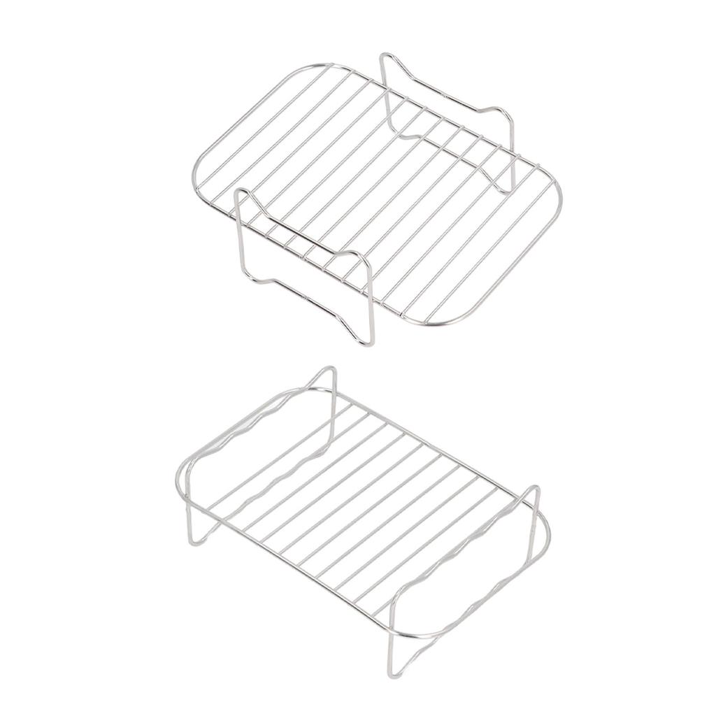 Double Layer Baking Grill Stainless Steel Dishwasher Safe Heat Evenly Fryer Skewer Rack for Cooking