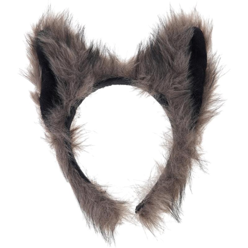 Weiches Kunstfell Wolfsohr Haarband mit passenden Tierkralle Handschuhen Cosplay Zubehör für Damen Mädchen black