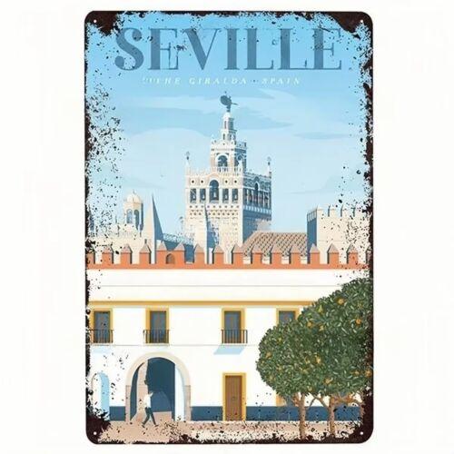

Seville Art Metal Sign The Giralda Spain VintageStyle Man Cave Decor aluminum 20x30cm