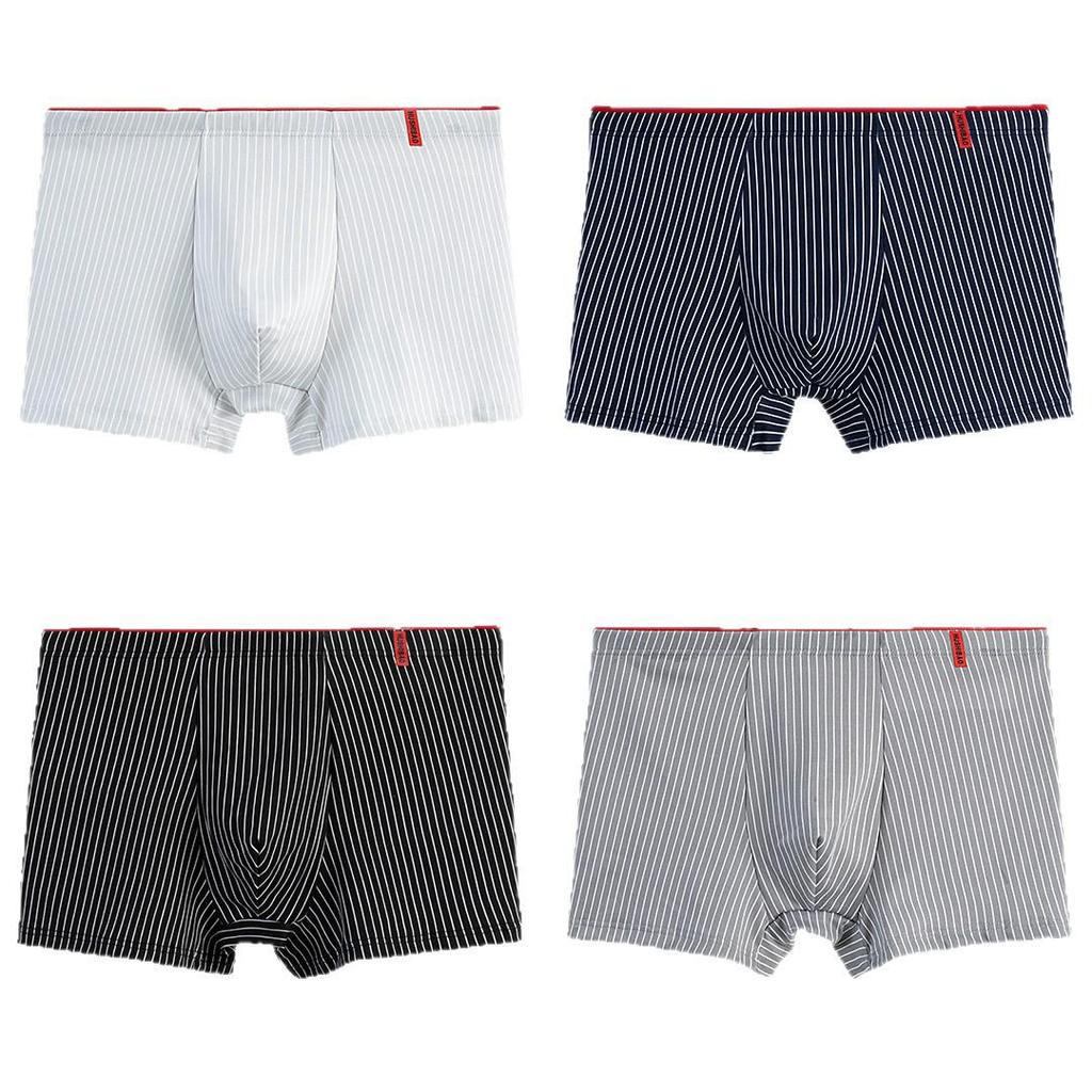 Men's Large Striped Boxer Briefs - Comfortable, Skin-Friendly, Breathable
