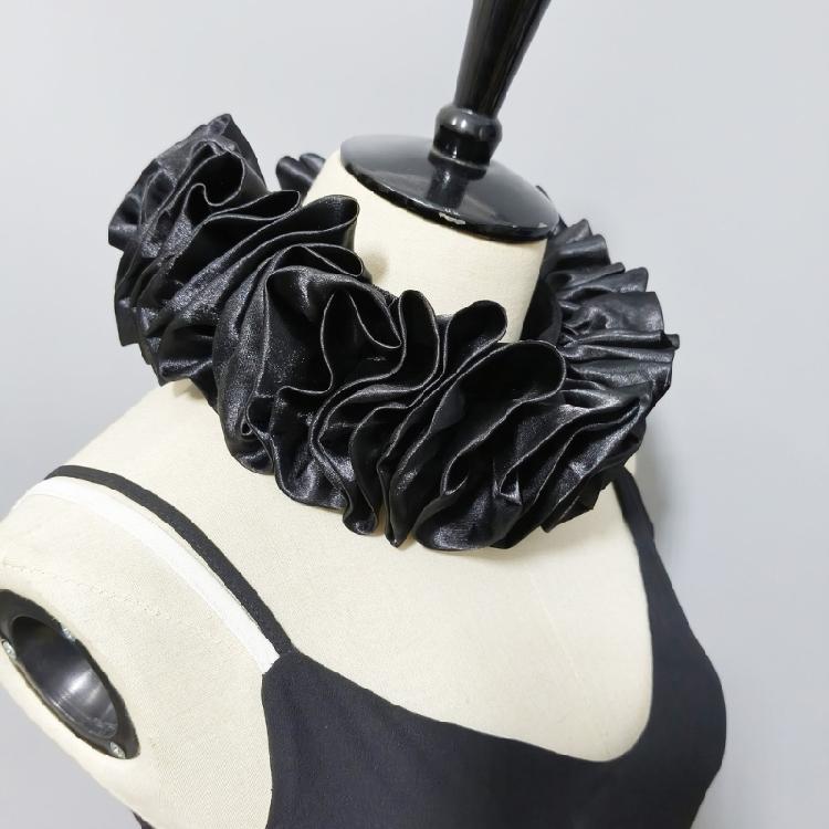 Detachable Ruffle Faux Collar Satins Shawl Wrap Role Play Clown Choker Neck Ruff Gothic Victorian Era Outfits for Women