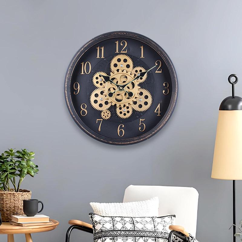 Industrial Style Retro Steampunk Gear Clock Mechanical Plastic Creative Wall Clock Study Cafe Decoration Clock