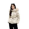 Nouveau temperament d'hiver grand col en fourrure à lacets amovibles à la taille chaud à capuche vêtements en coton manteau pour femme tendance