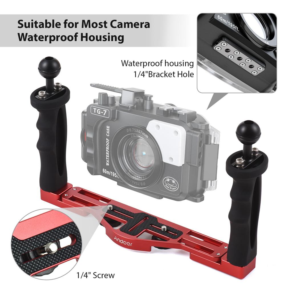 Dual Handle Camera Diving Rig Handheld Underwater Tray Stabilizer Adjustable Camera Diving Housing B