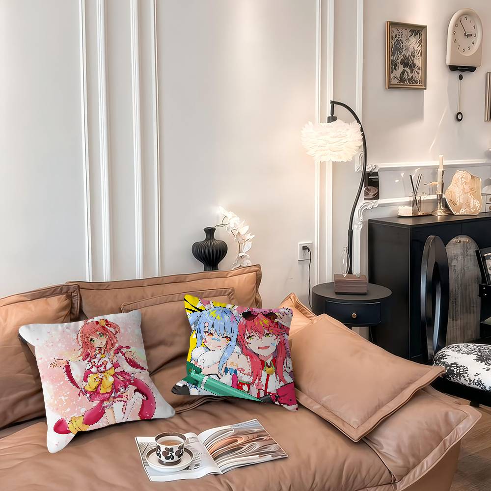 Anime Hololive Sakura Poszewki na Poduszki Kreskówkowe Sofa Dekoracyjne Domowe Dwustronny Druk Krótki Plusz Urocza Poszewka na Poduszkę