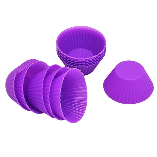10Pcs Round Silicone Cake Muffin Cupcake Mold Maker Reusable Pastry Baking Tool