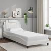 Viana Bed with Mattress White 90 X 190 Cm Faux Leather