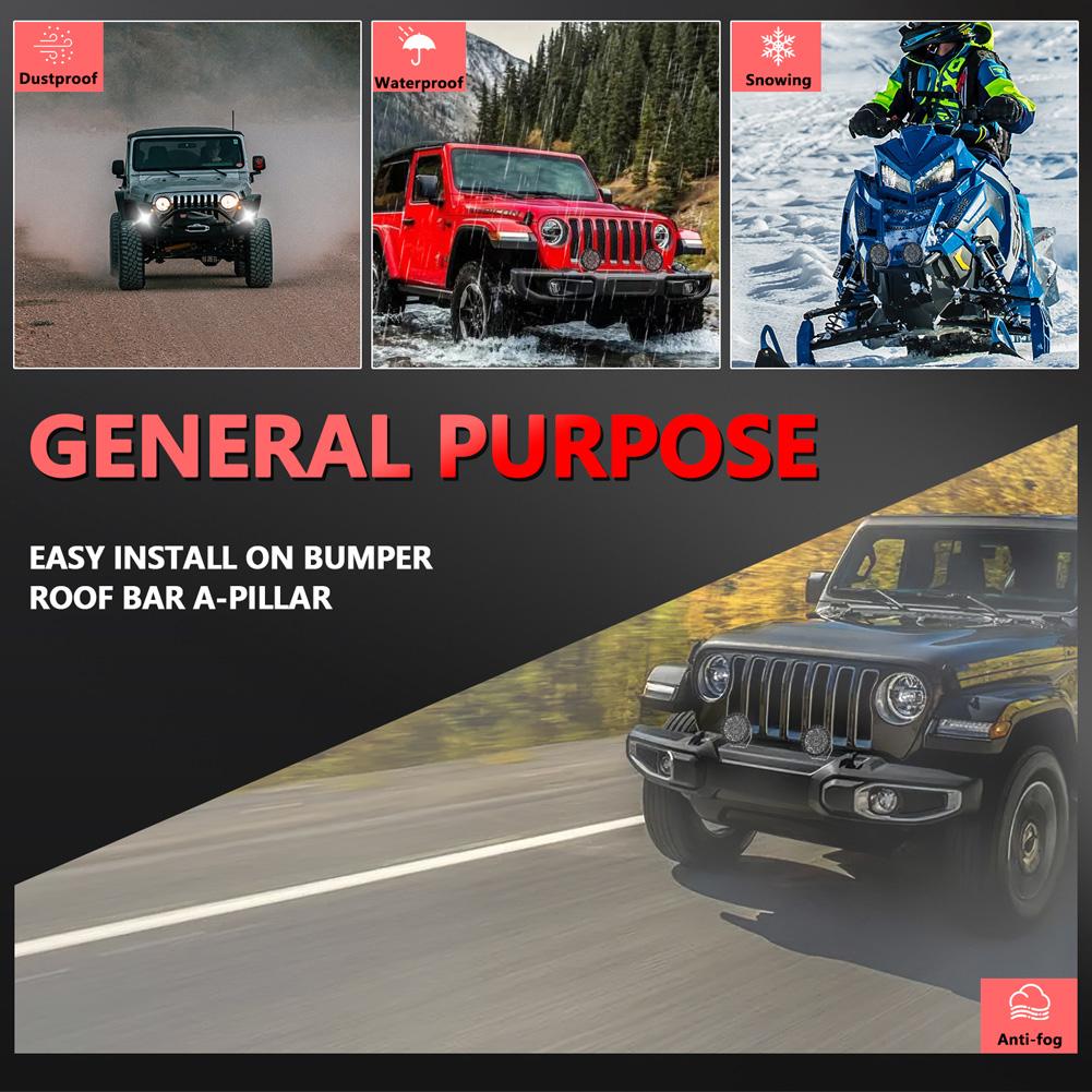 E16 Round LED Work Light 14000LM Super Bright Driving Fog Light Motorbike Auxiliary Lights 9-30V Fog Lamps For ATV Tractor Truck