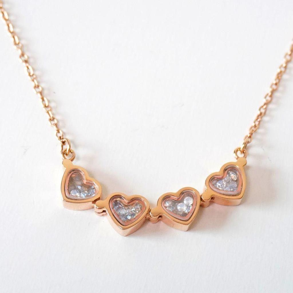Used Folli Follie Clover Heart 2WAY Necklace Rose Gold Necklace