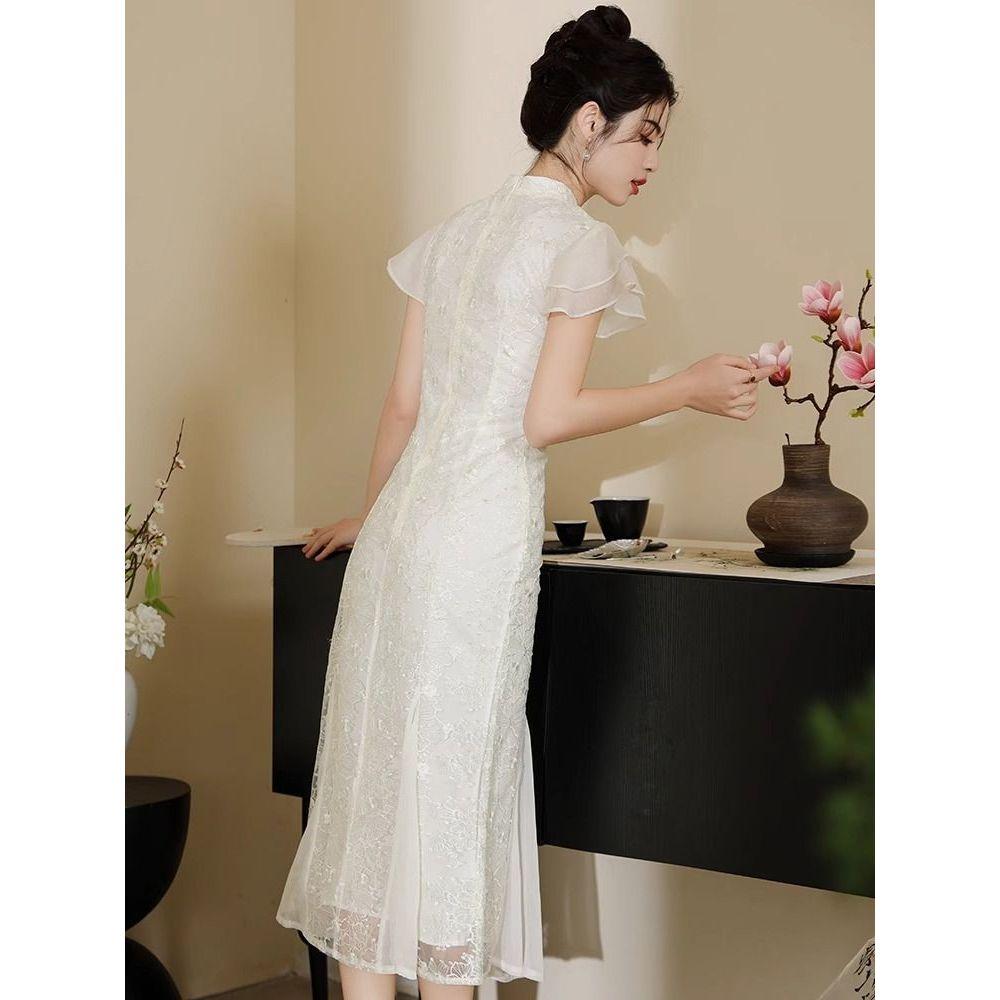 Chinese Style Fishtail Dress, Women's Summer Dress, Bridesmaid Dress, Daily Dress