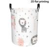 1pc, Cartoon Animal Pattern Laundry Hamper, Round Storage Basket, Portable Foldable Design, Suitable for Bedroom, Laundry Room, Dormitory, Multi-Purpo