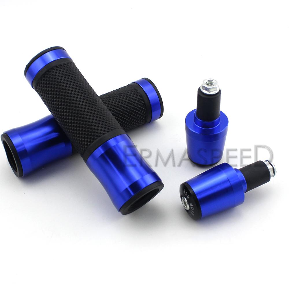 Poignées de Guidon de Moto 7/8 pouces Avec Embout de Guidon Racing Moto CNC Aluminium&Caoutchouc Poignées de Guidon de Moto