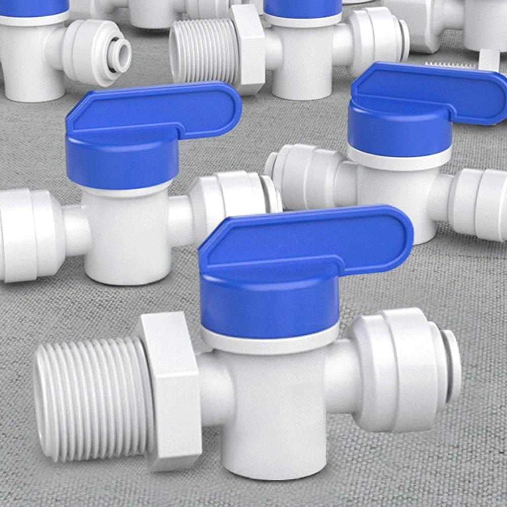 1/4" 3/8" OD Tube Tap Shut Off Ball Valve POM Quick Fitting Connector Tee Elbow Reducer Aquarium RO Water Filter Reverse Osmosis