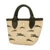 Longchamp Le Panier Pliage Logo Embroidered Detachable Shoulder Strap Straw Texture Canvas Mini Shoulder Crossbody Tote Bag Women Bags 10206HCF292
