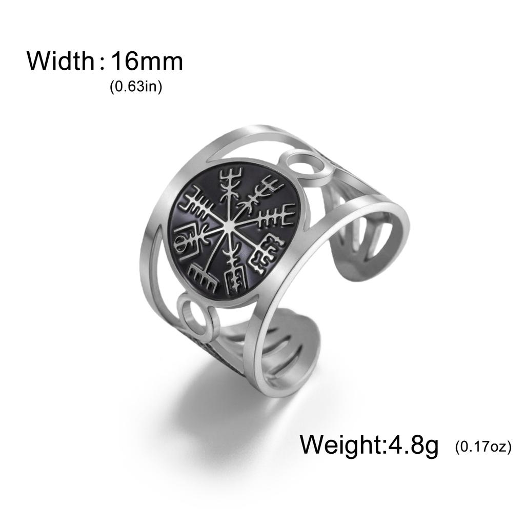 Vintage Men's Compass Open Ring Adjustable Open Ring Irish Celtic Knot Nordic Jewelry Gift