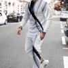 Men's 3D Abstract Geometric Print T-shirt 2-Piece Outdoor Long Sleeve Sports T Shirt Pants Set Streetwear Men's Clothing Outfits
