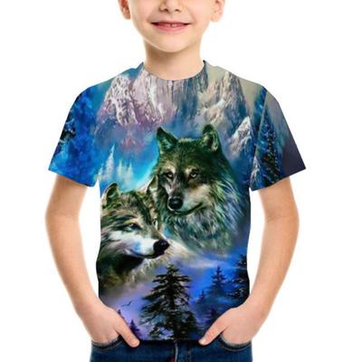 Letnia moda lew 3D T Shirt śmieszne zwierzę koszulka dla dzieci wilk tygrysy koszule na co dzień tygrys z krótkim rękawem kreskówki dla dzieci Top chłopcy dziewczęta