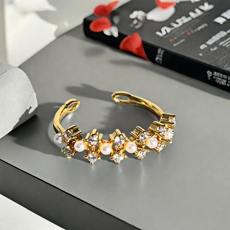 Niche Design Unique Flower Bow Student Party Opening Ring Fashion Light Luxury High Sense Ring Women