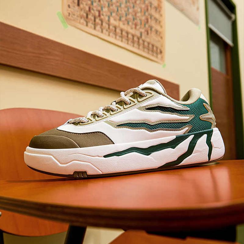 Anta Pili Versatile Durable Lightweight Low-Top Skate Shoes Men Sneakers Ivory-White Stone-Green 112538075-4