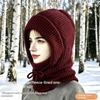 Women's Windproof Winter Hood Scarf Fleece Lined Knitted Warm Adjustable Neck Warmer for Snow Activities Outdoor Work
