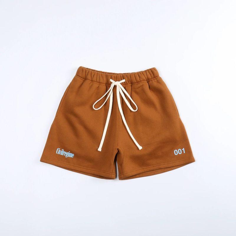 

European American Summer New American Fashion Brand Casual Pure Cotton Looped Pile Shorts Sports Basketball Shorts Couple Half Length Shorts Dark Brown XL (175-180cm/ 80-87.5kg)