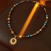 Titanium Steel Celestial Sun Necklace - Vintage, Niche, Collar Chain, Luxurious and High-end, Fashionable Accessory